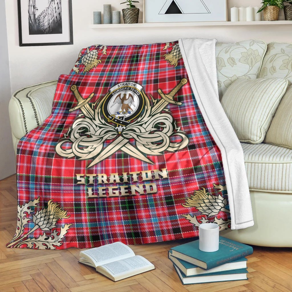 Clan Straiton Tartan Gold Courage Symbol Blanket IP39 Clan Rait Tartan Today   