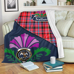 Clan Straiton Tartan Crest Premium Blanket Thistle Style JJ97 Clan Rait Tartan Today   