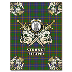 Clan Strange of Balkaskie Tartan Gold Courage Symbol Blanket CR90 Clan Strange Tartan Today   