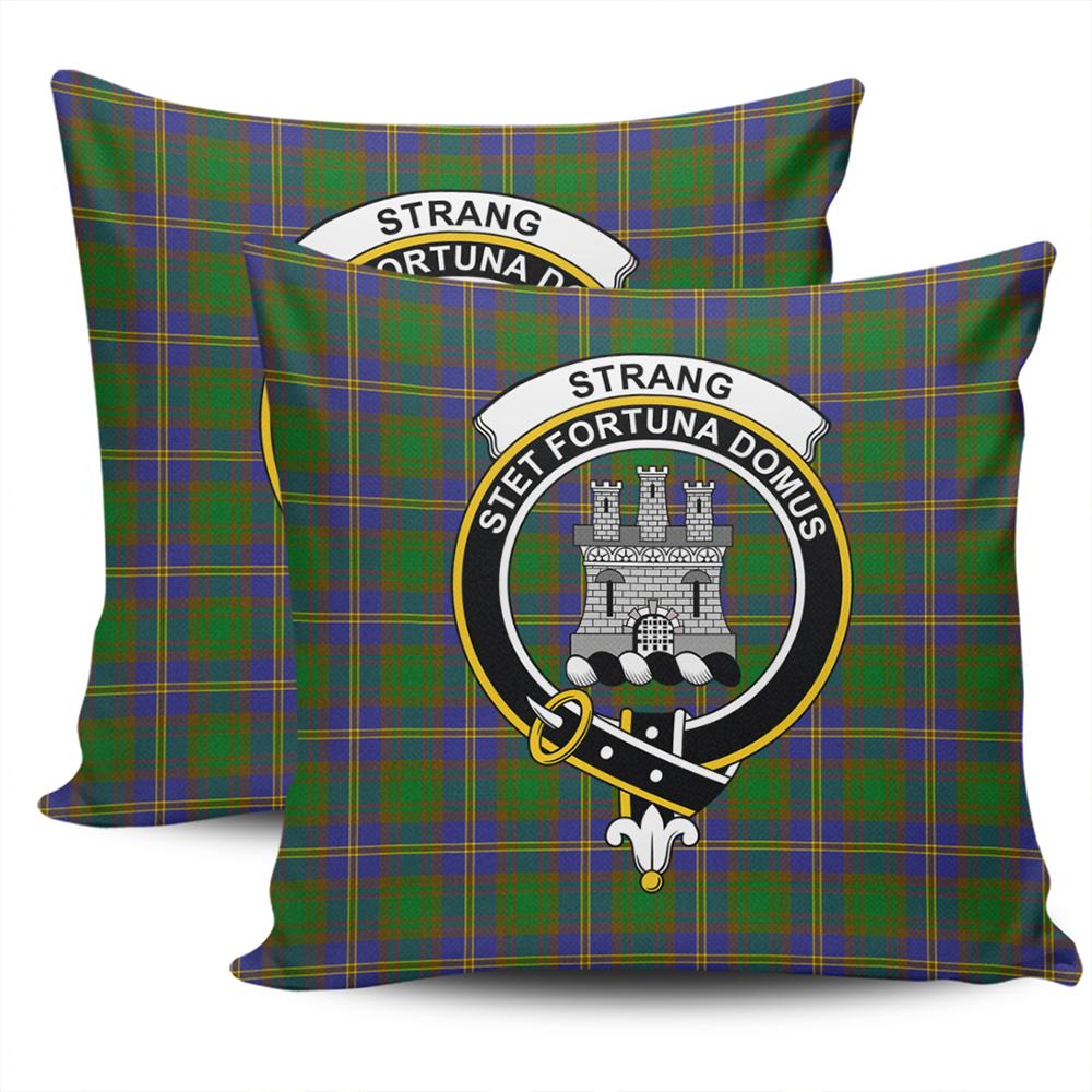 Clan Strange of Balkaskie Tartan Crest Pillow Cover OR45 Clan Strange Tartan Today   