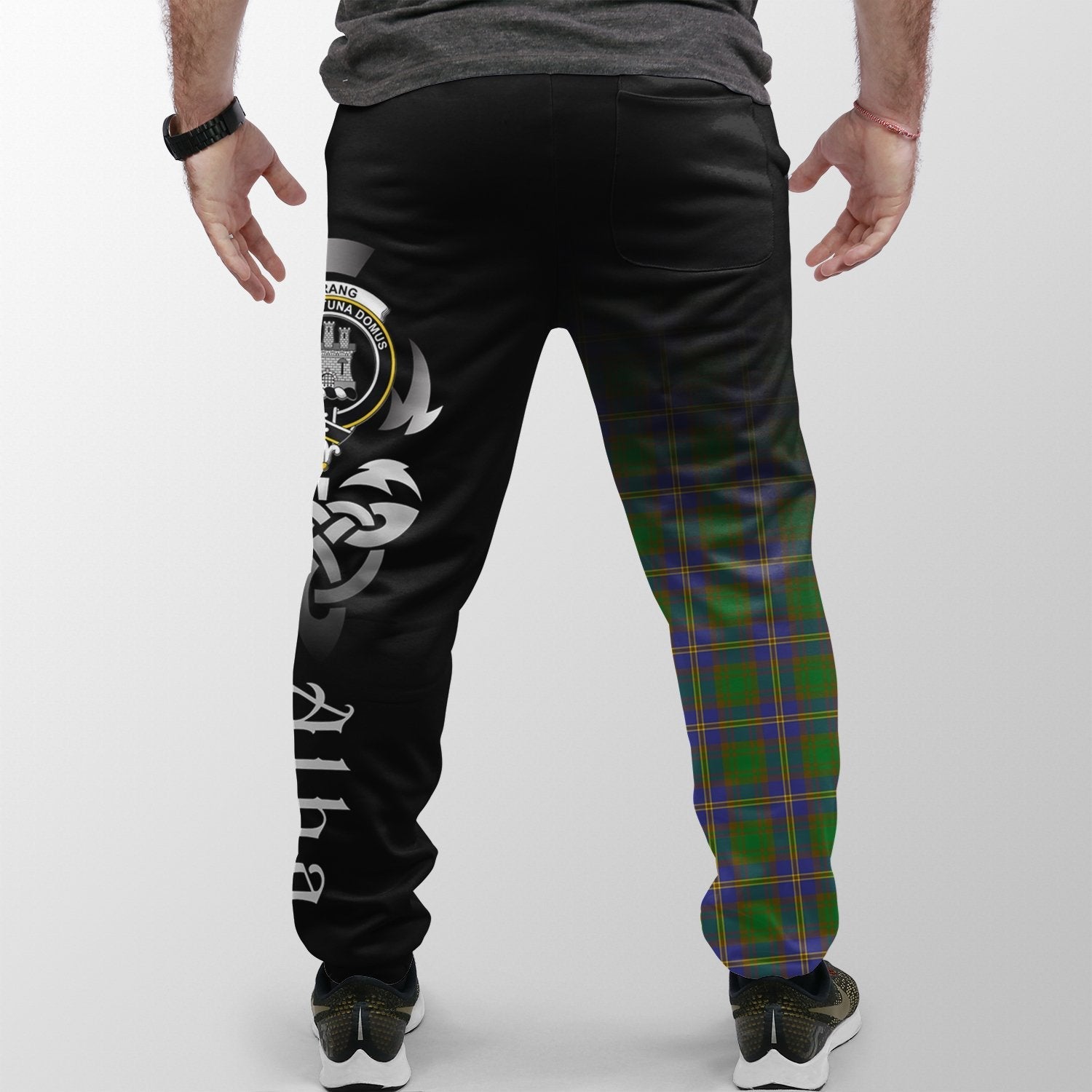 Clan Strange Of Balkaskie Tartan Crest Jogger Sweatpants  Alba Celtic Style OU18 Clan Strange Tartan Today   