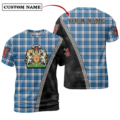 Personalized Clan Strathclyde District Tartan Shirt with Scotland Coat of Arms & Custom Name
