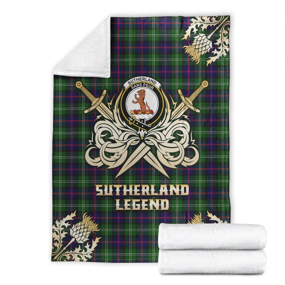 Clan Sutherland Modern Tartan Gold Courage Symbol Blanket TZ38 Clan Sutherland Tartan Today   