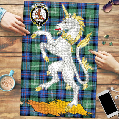 Clan Sutherland Old Ancient Tartan Crest Unicorn Scotland Jigsaw Puzzles Gift For Family MV37