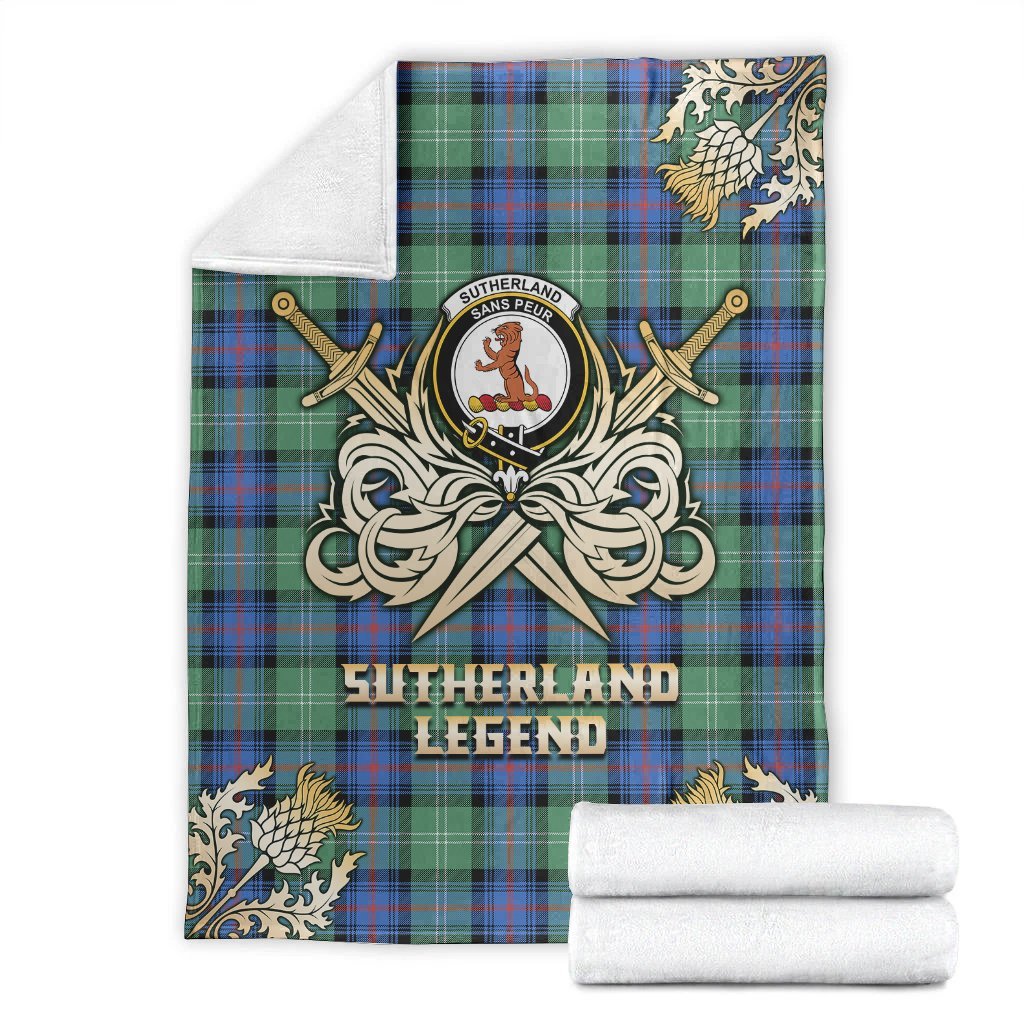Clan Sutherland Old Ancient Tartan Gold Courage Symbol Blanket BG17 Clan Sutherland Tartan Today   