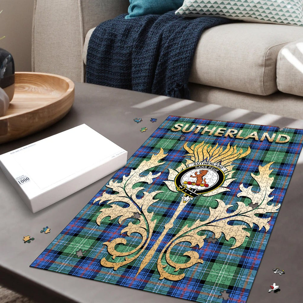 Clan Sutherland Old Ancient Tartan Crest Thistle Jigsaw Puzzles Gift For Family LU83 Clan Sutherland Tartan Today   