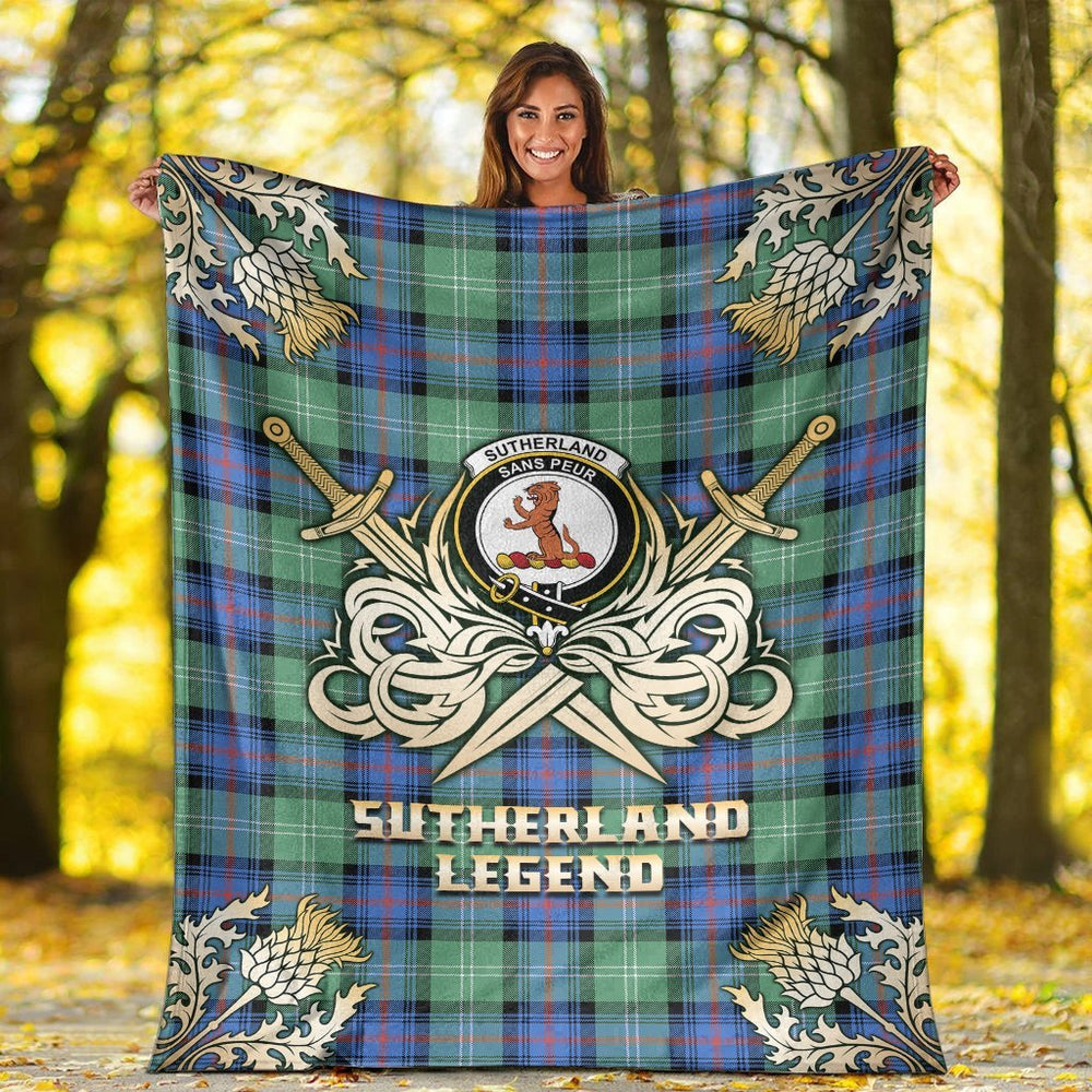 Clan Sutherland Old Ancient Tartan Gold Courage Symbol Blanket BG17 Clan Sutherland Tartan Today   