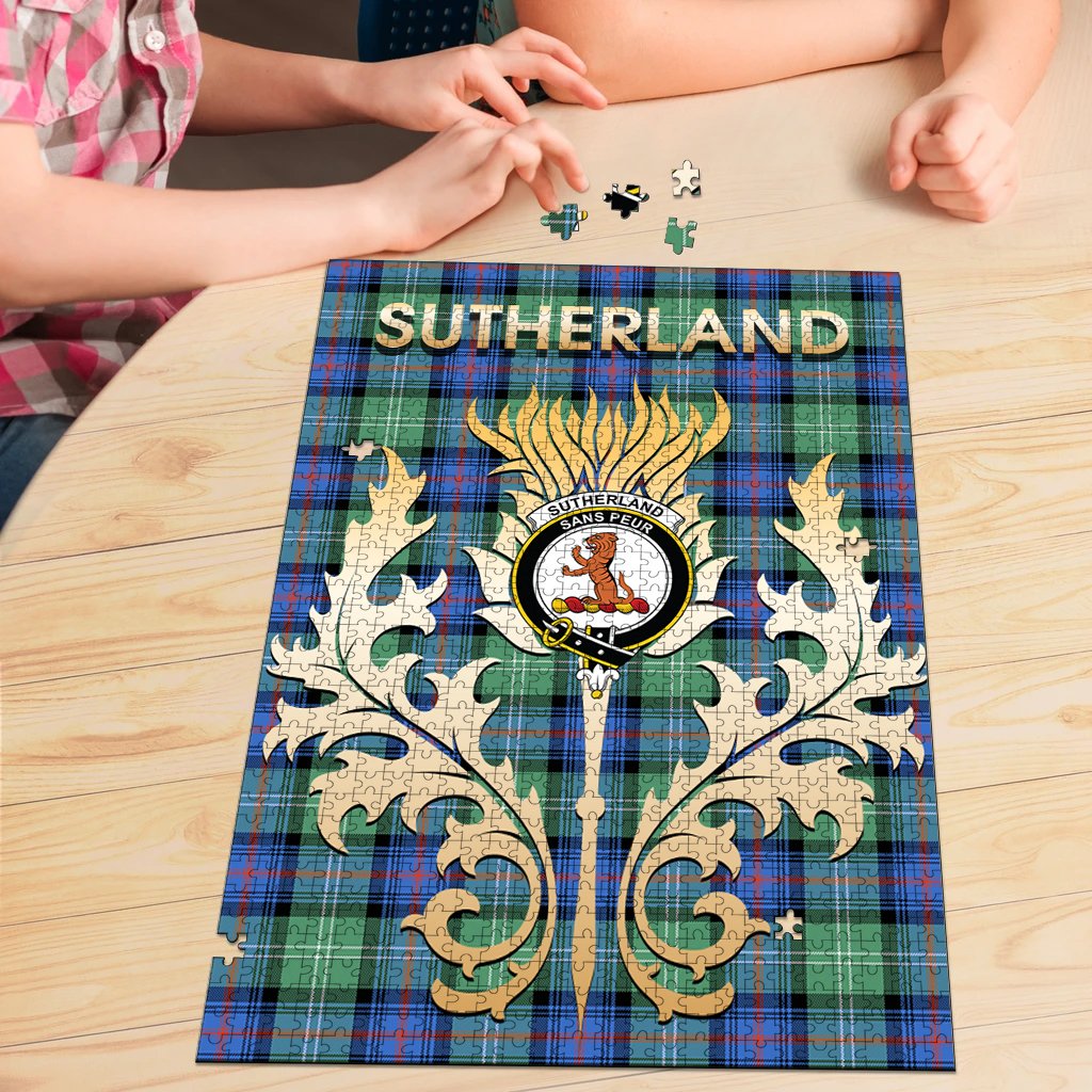 Clan Sutherland Old Ancient Tartan Crest Thistle Jigsaw Puzzles Gift For Family LU83 Clan Sutherland Tartan Today   