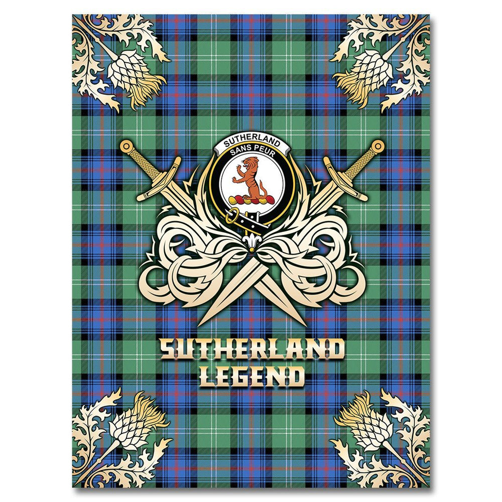 Clan Sutherland Old Ancient Tartan Gold Courage Symbol Blanket BG17 Clan Sutherland Tartan Today   