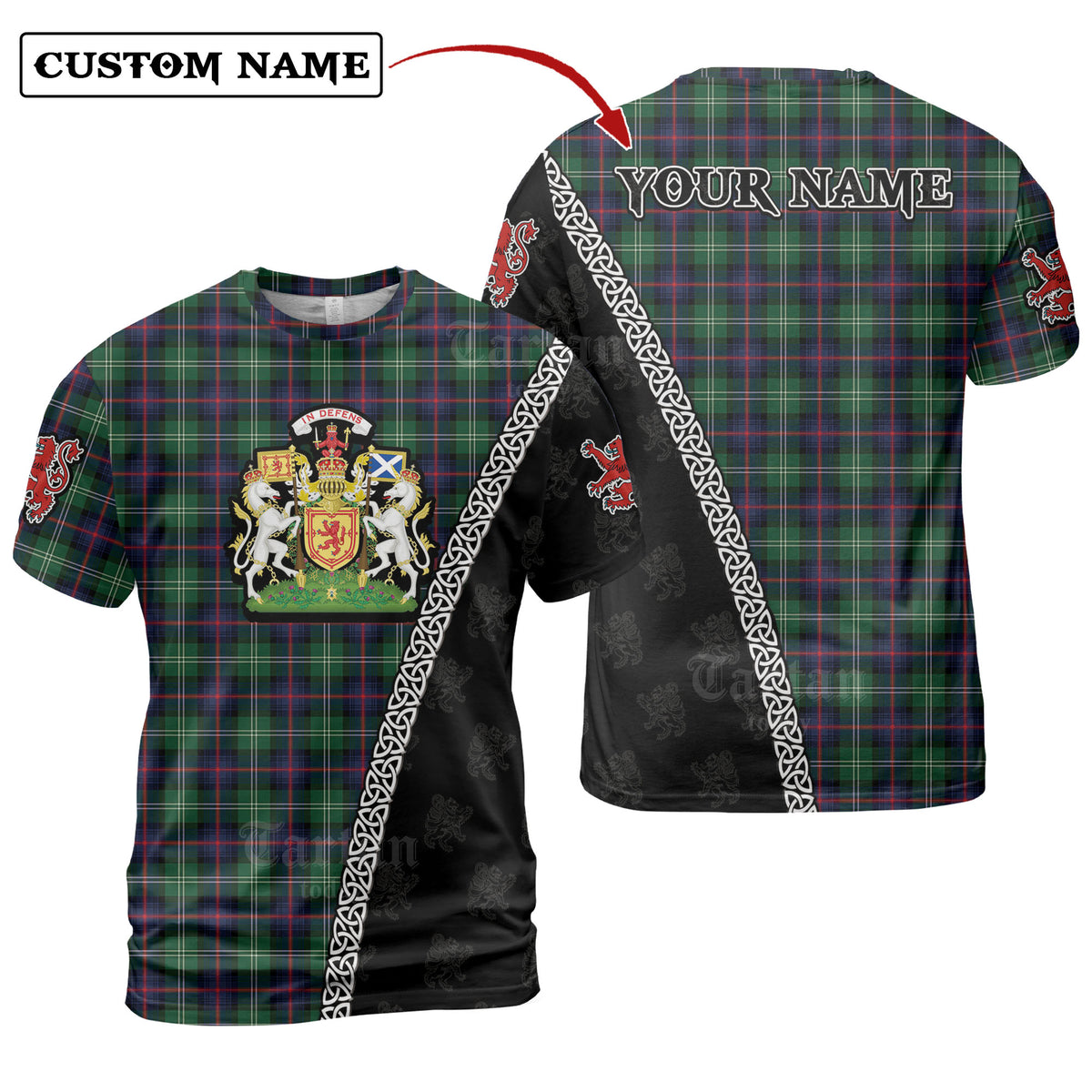 Sutherland Modern Tartan Shirt with Scotland Coat of Arms & Custom Name UC60