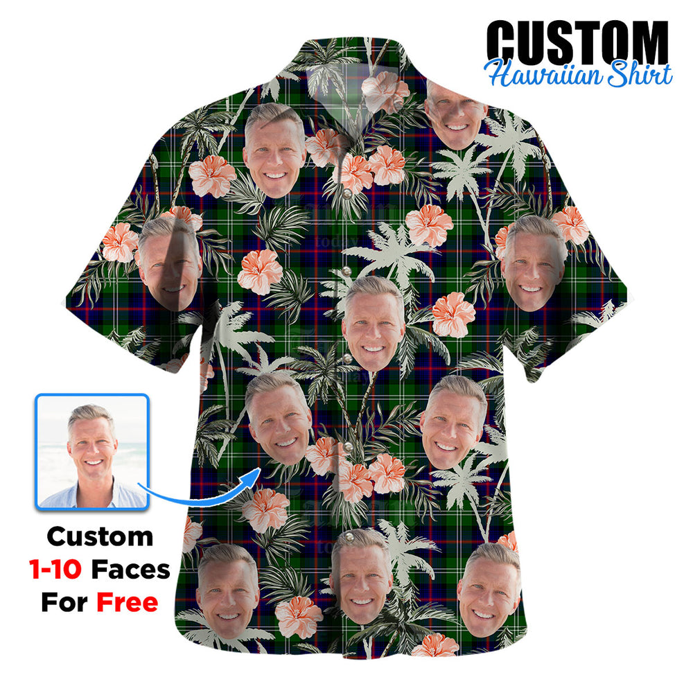 Clan Sutherland Modern Tartan Custom Face Hawaiian Shirt – Unisex Gift for Family Members, Summer Party JF91 Sutherland Modern Tartan Tartan Hawaii Shirt