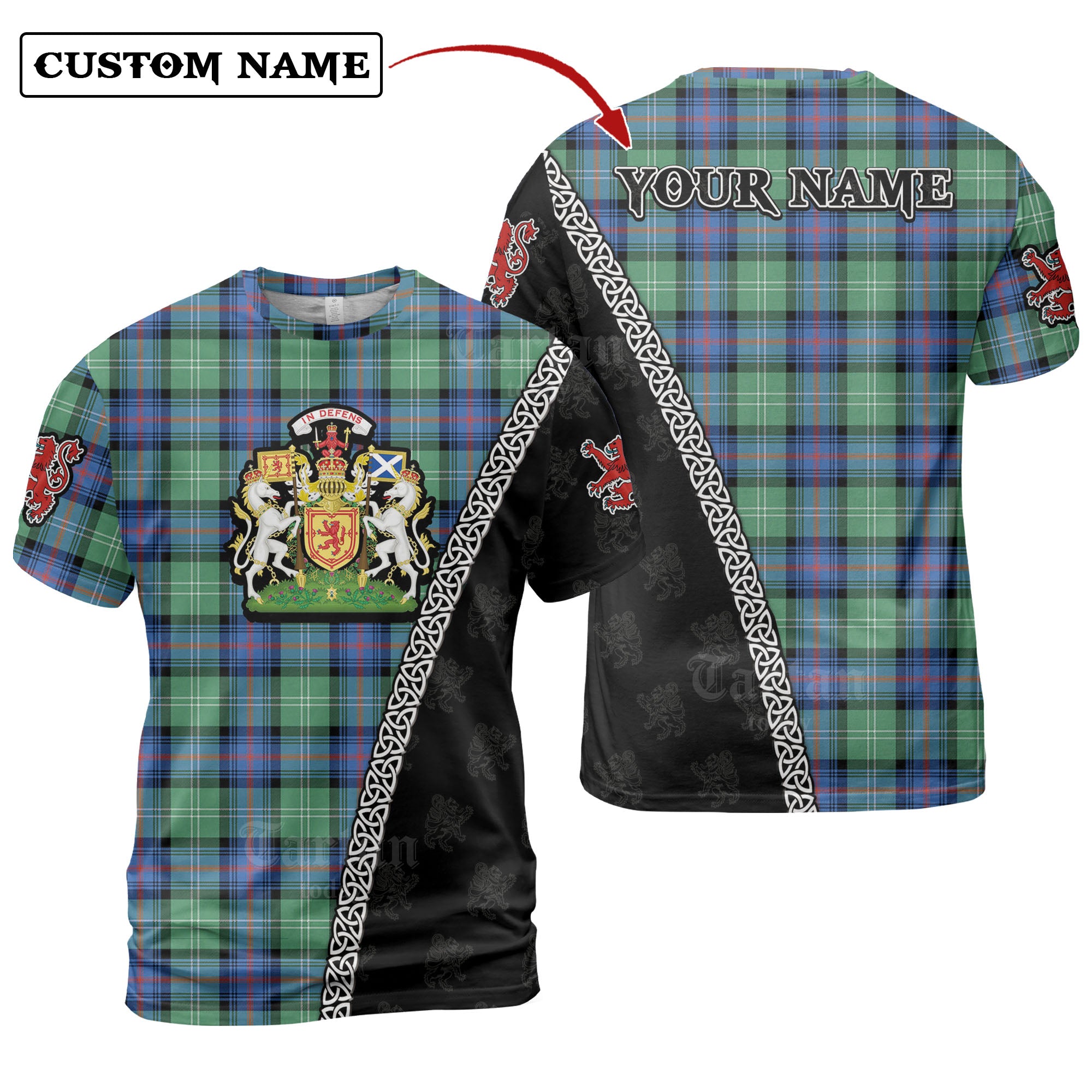 Sutherland Old Ancient Tartan Shirt with Scotland Coat of Arms & Custom Name BC45