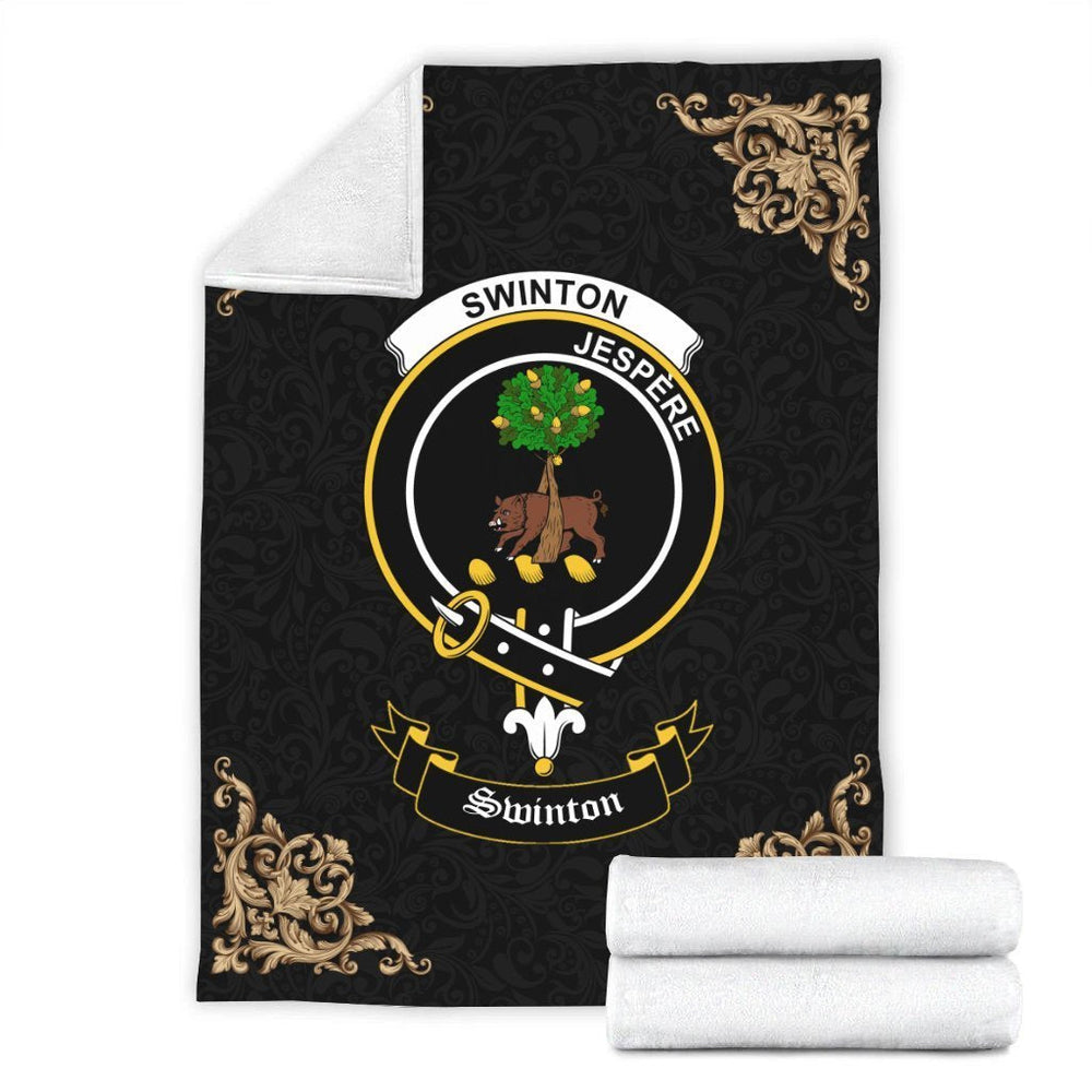 Clan Swinton Crest Tartan Premium Blanket Black PD94 Clan Swinton Tartan Today   