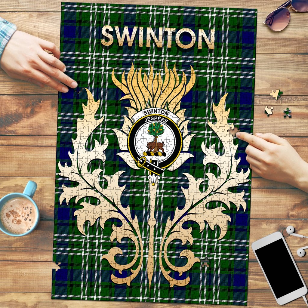 Clan Swinton Tartan Crest Thistle Jigsaw Puzzles Gift For Family BO14 Clan Swinton Tartan Today   