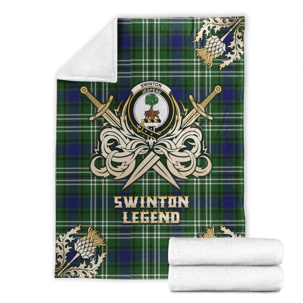 Clan Swinton Tartan Gold Courage Symbol Blanket MQ55 Clan Swinton Tartan Today   