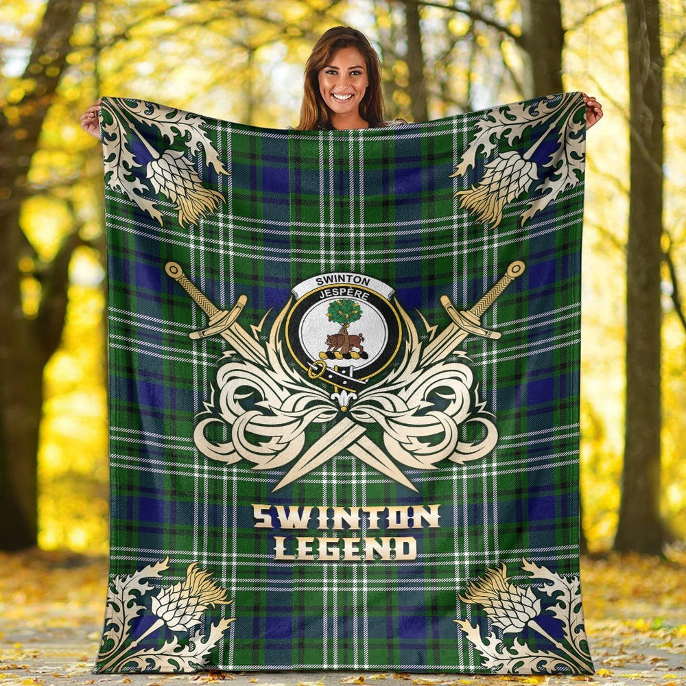 Clan Swinton Tartan Gold Courage Symbol Blanket MQ55 Clan Swinton Tartan Today   