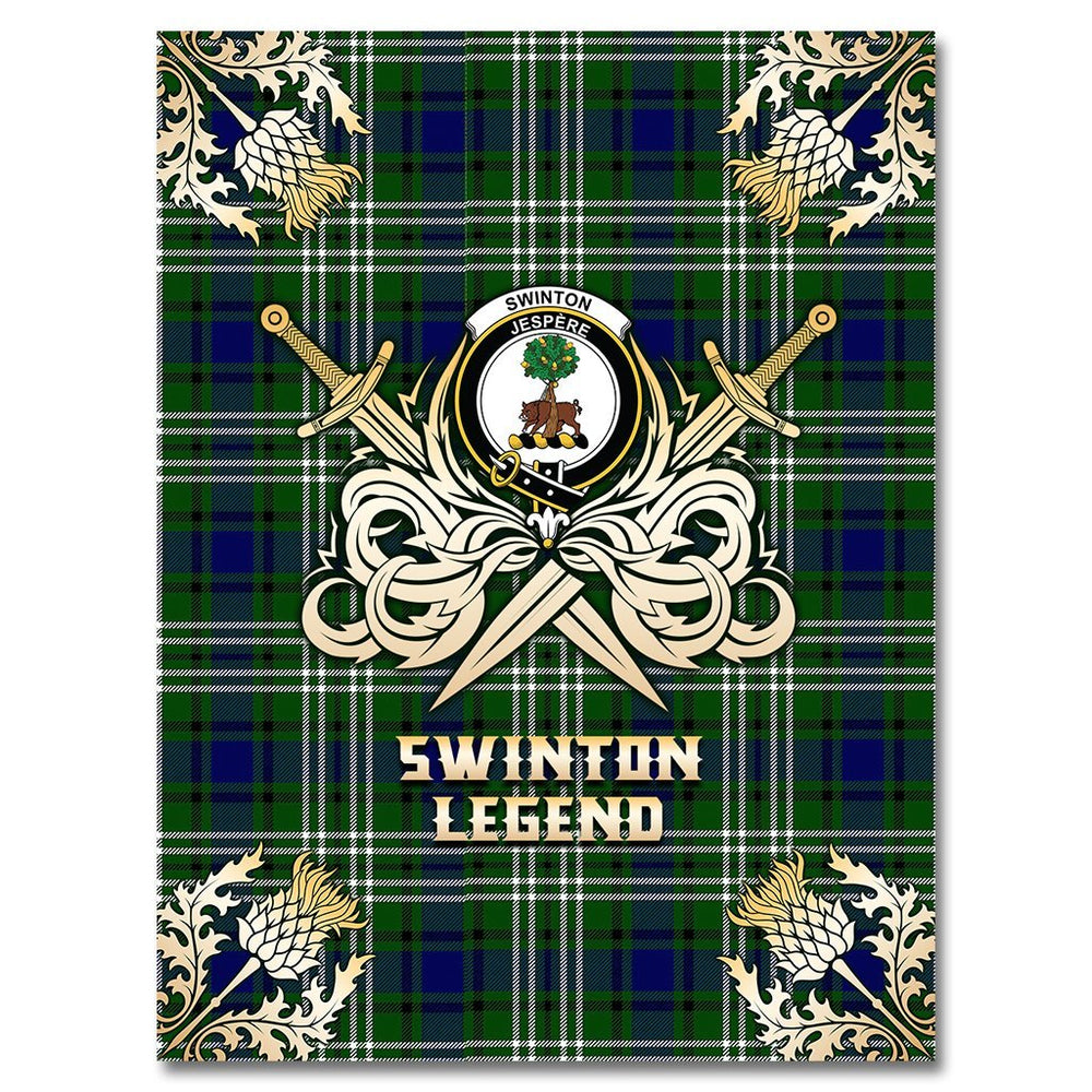 Clan Swinton Tartan Gold Courage Symbol Blanket MQ55 Clan Swinton Tartan Today   