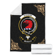 Clan Sydserf (or Sideserf) Crest Tartan Premium Blanket Black RF31 Clan Hall Tartan Today   