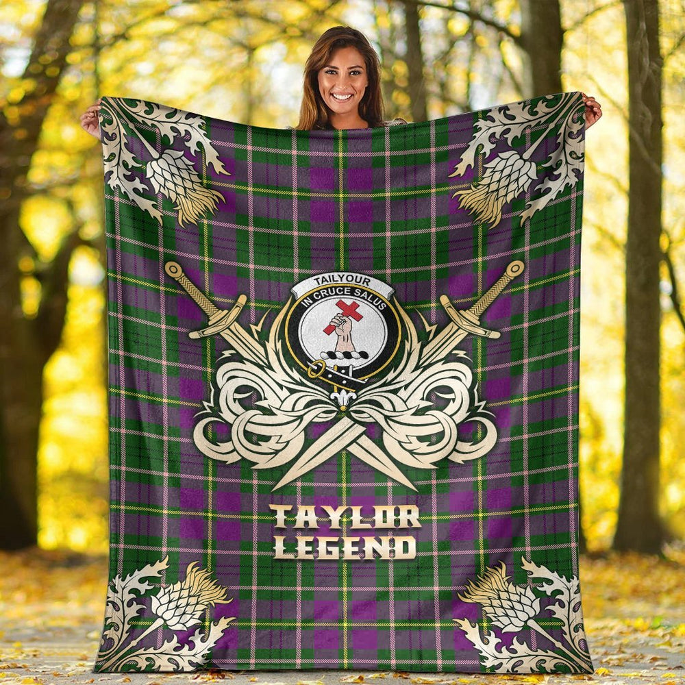 Clan Taylor Tartan Gold Courage Symbol Blanket CT55 Clan Taylor Tartan Today   