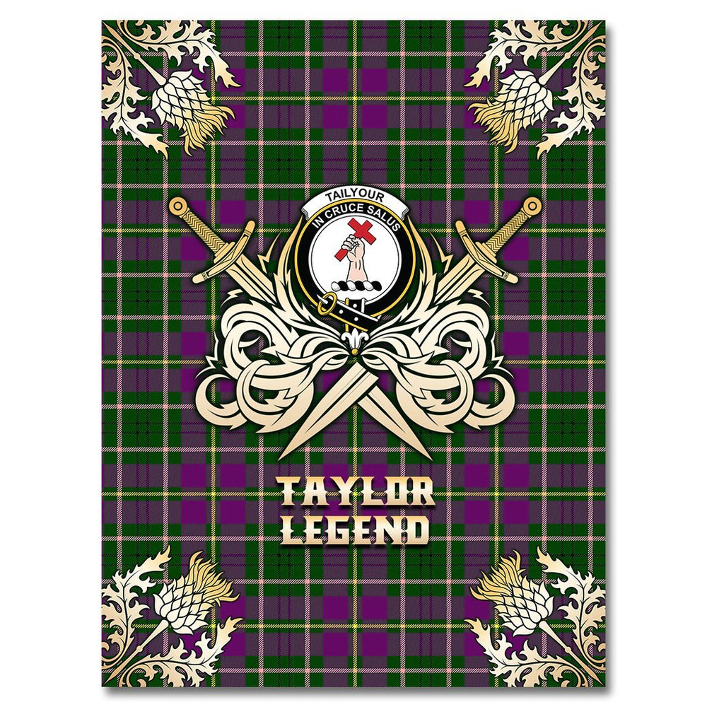 Clan Taylor Tartan Gold Courage Symbol Blanket CT55 Clan Taylor Tartan Today   