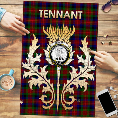 Clan Tennant Tartan Crest Thistle Jigsaw Puzzles Gift For Family