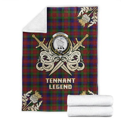 Clan Tennant Tartan Gold Courage Symbol Blanket