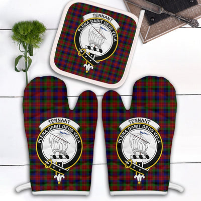 Clan Tennant Tartan Crest Oven Mitt And Pot Holder (2 Oven Mitts + 1 Pot Holder)