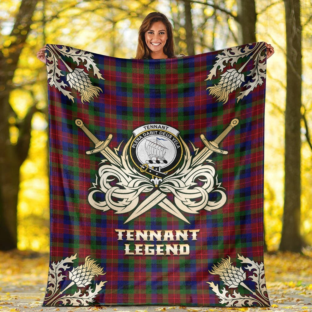 Clan Tennant Tartan Gold Courage Symbol Blanket NP50 Clan Tennant Tartan Today   