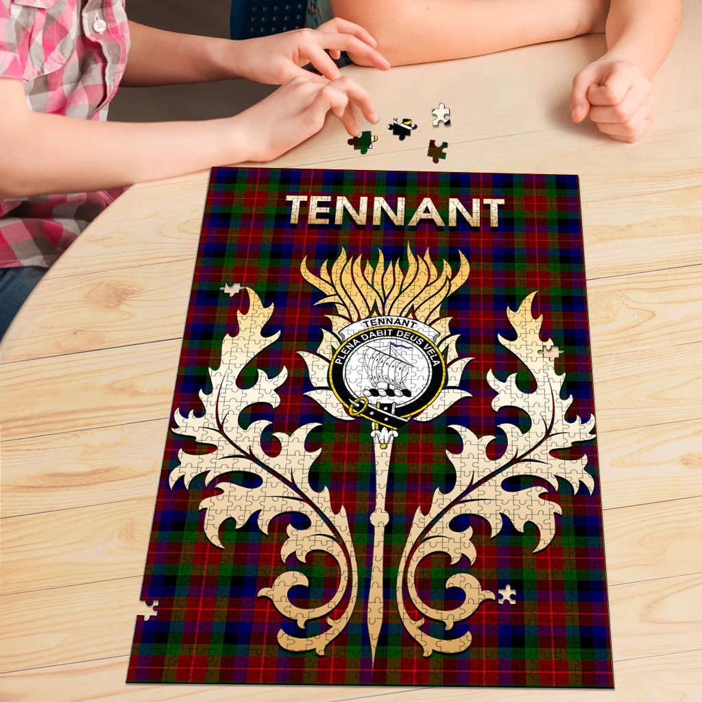 Clan Tennant Tartan Crest Thistle Jigsaw Puzzles Gift For Family DO61 Clan Tennant Tartan Today   