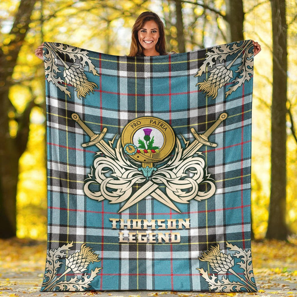 Clan Thomson Tartan Gold Courage Symbol Blanket UI74 Clan Thomson Tartan Today   