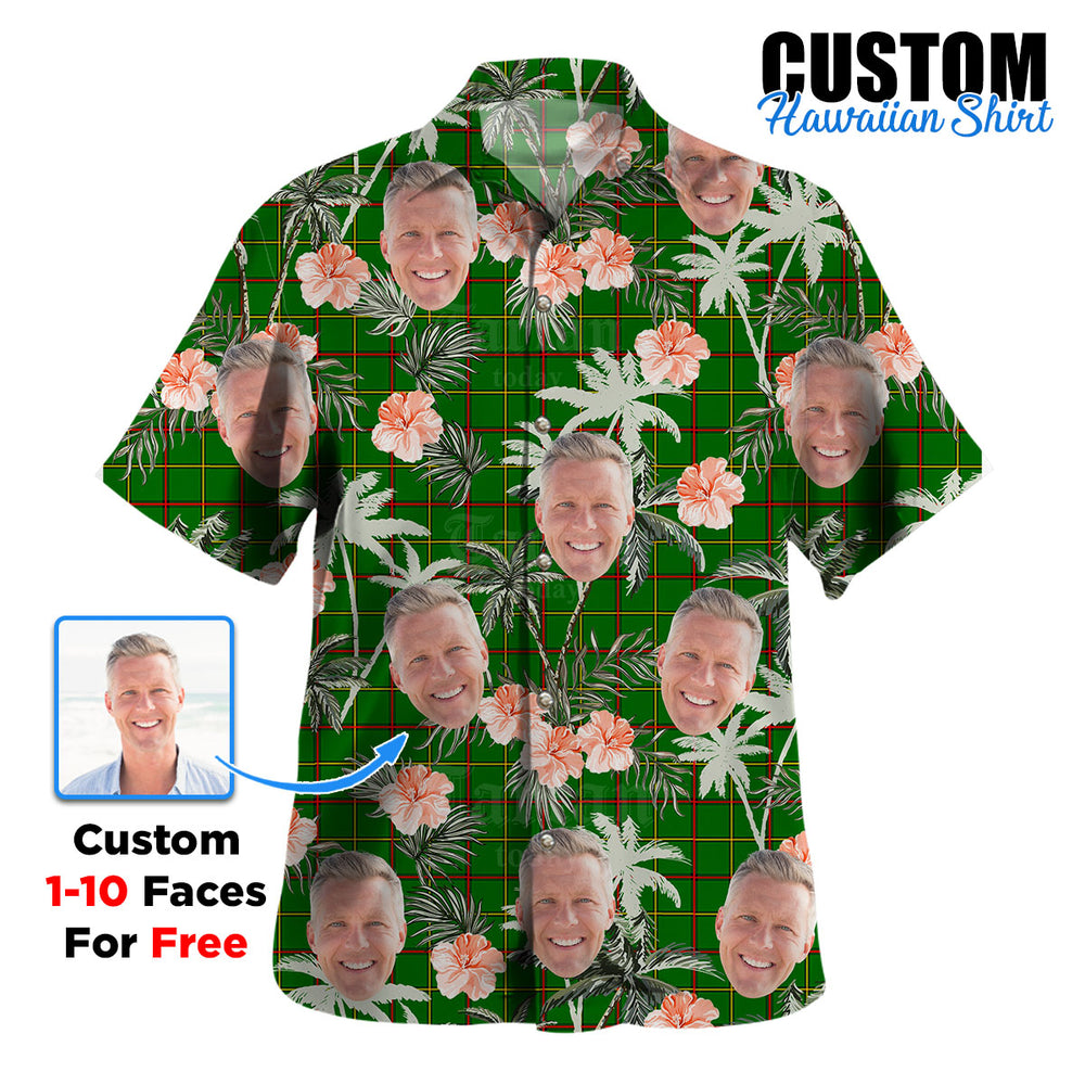 Clan Tribe of Mar Tartan Custom Face Hawaiian Shirt – Unisex Gift for Family Members, Summer Party SU95 Tribe of Mar Tartan Tartan Hawaii Shirt
