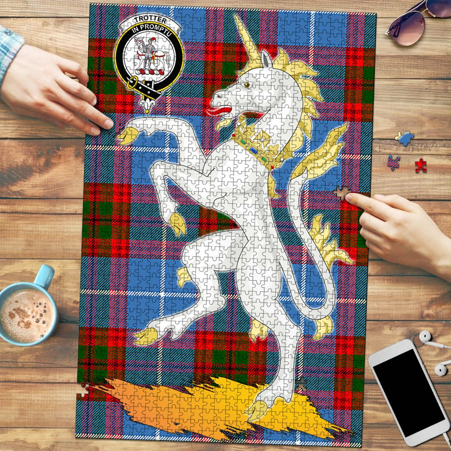 Clan Trotter Tartan Crest Unicorn Scotland Jigsaw Puzzles Gift For Family