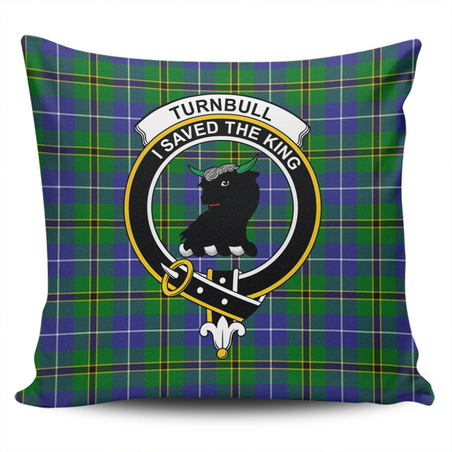 Clan Turnbull Hunting Tartan Crest Pillow Cover