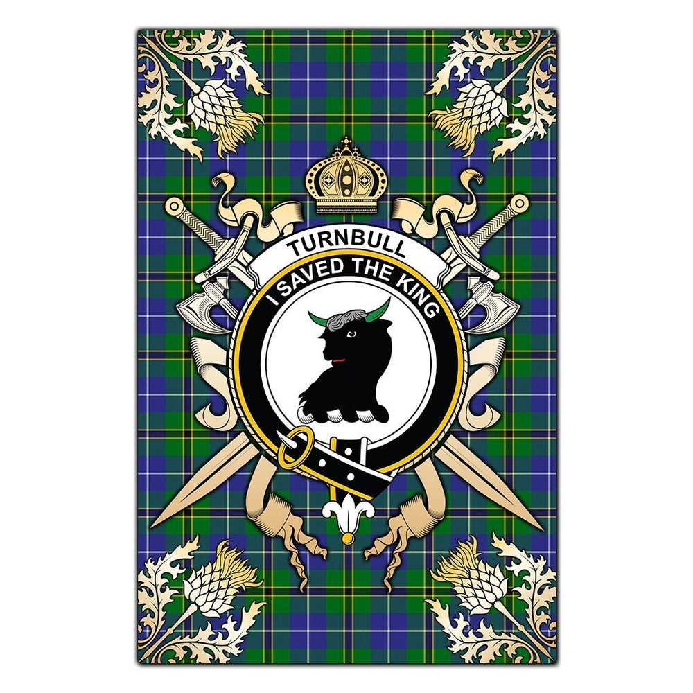 Clan Turnbull Hunting Tartan Crest Black Garden Flag  - Gold Thistle  PV81 Clan Turnbull Tartan Today   