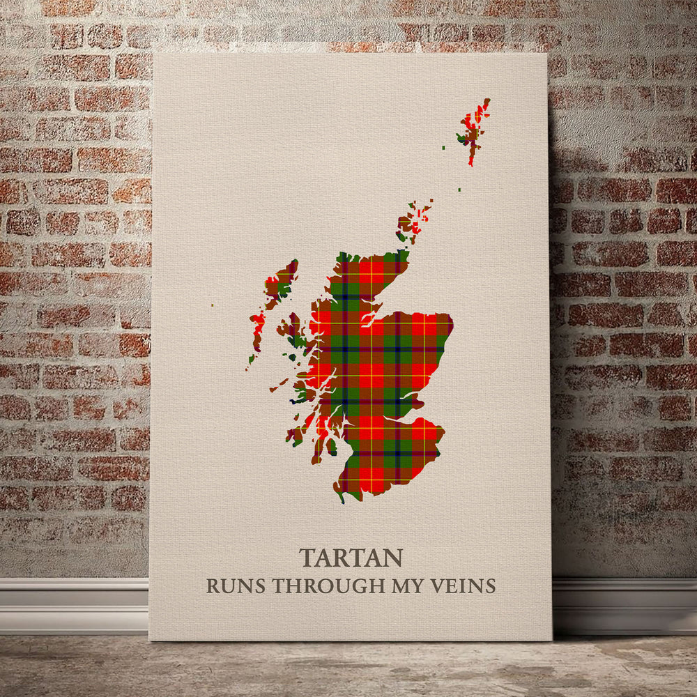 Turnbull Dress Tartan Scotland Map Canvas – “Tartan Runs Through My Veins” Wall Art