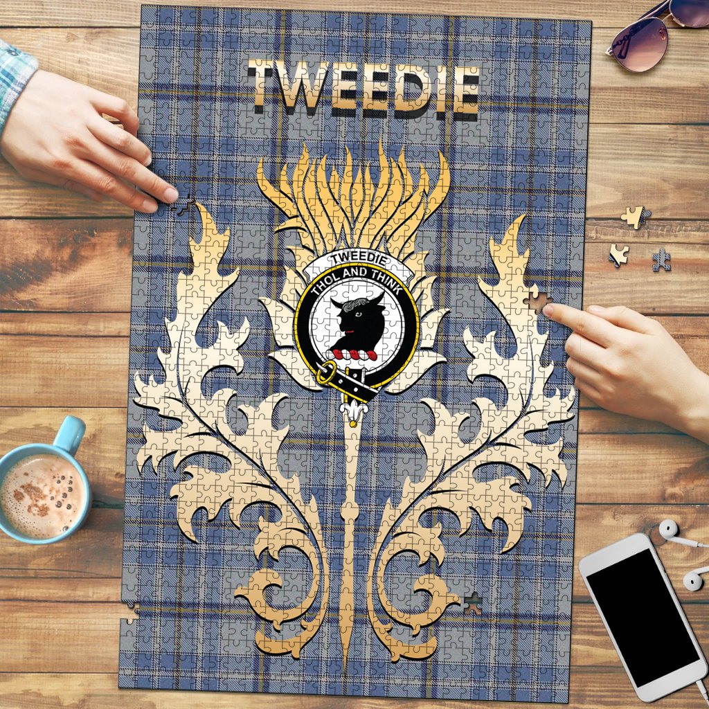 Clan Tweedie Tartan Crest Thistle Jigsaw Puzzles Gift For Family OF50 Clan Tweedie Tartan Today   