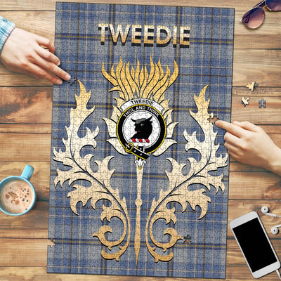 Clan Tweedie Tartan Crest Thistle Jigsaw Puzzles Gift For Family LX18