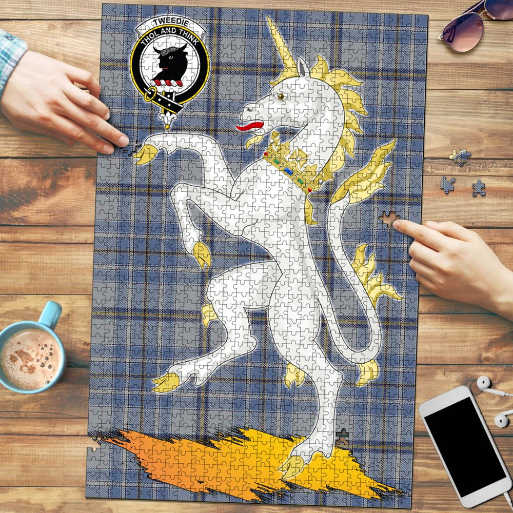 Clan Tweedie Tartan Crest Unicorn Scotland Jigsaw Puzzles Gift For Family WA51 Clan Tweedie Tartan Today   