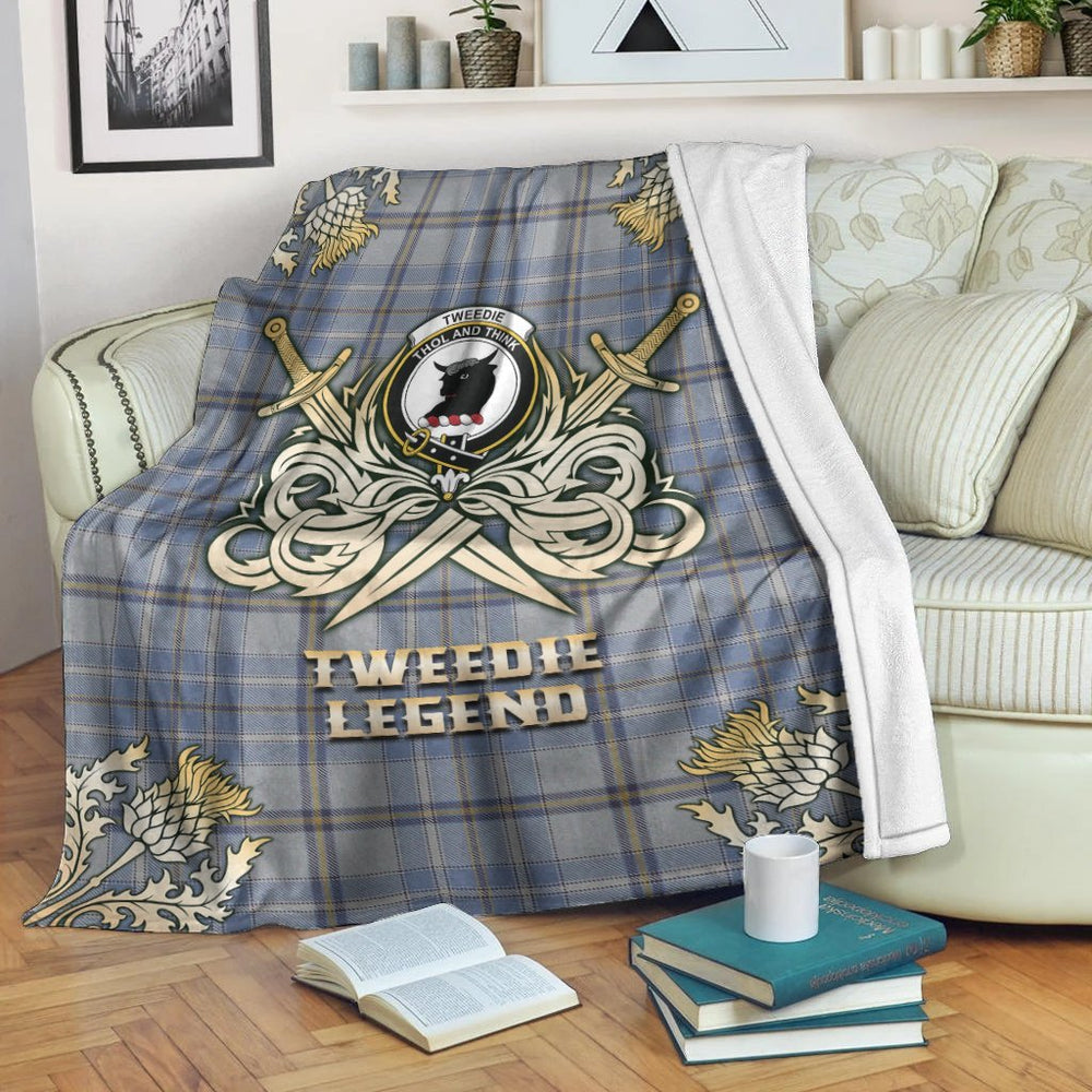 Clan Tweedie Tartan Gold Courage Symbol Blanket YO80 Clan Tweedie Tartan Today   