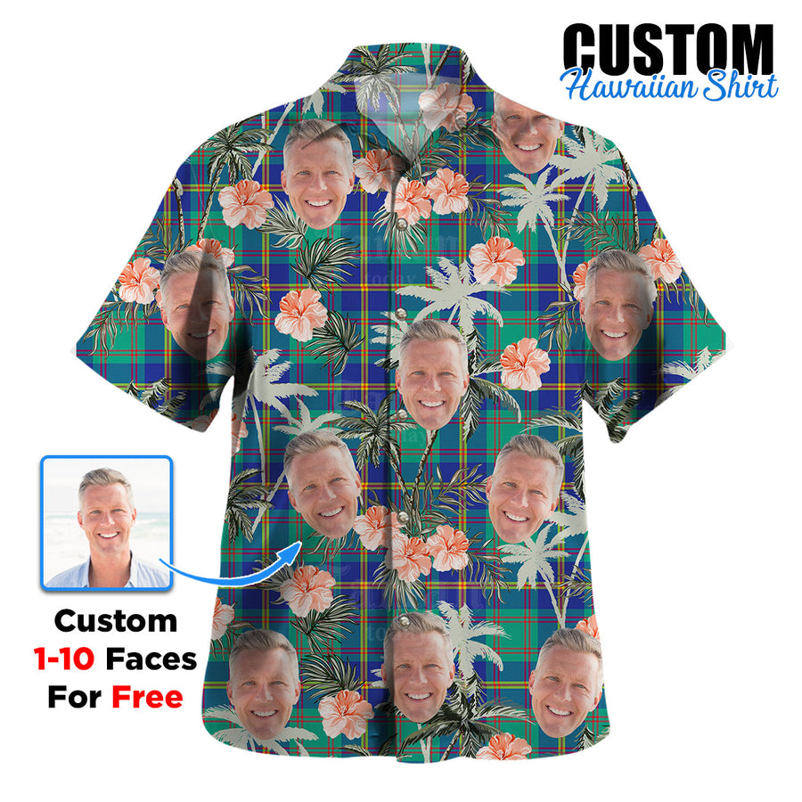 Clan US Marine Tartan Custom Face Hawaiian Shirt – Unisex Gift for Family Members, Summer Party SV13 US Marine Tartan Tartan Hawaii Shirt