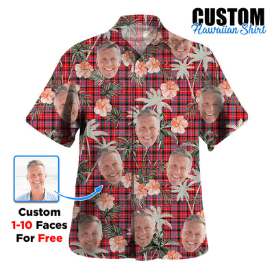 Clan Udny Tartan Custom Face Hawaiian Shirt – Unisex Gift for Family Members, Summer Party