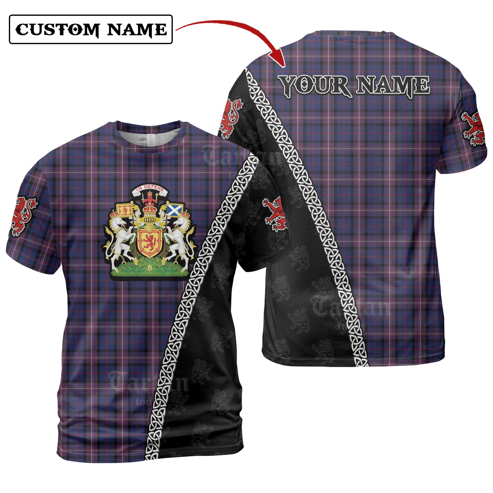 Universal Masonic Tartan Tartan Shirt with Scotland Coat of Arms & Custom Name HO40