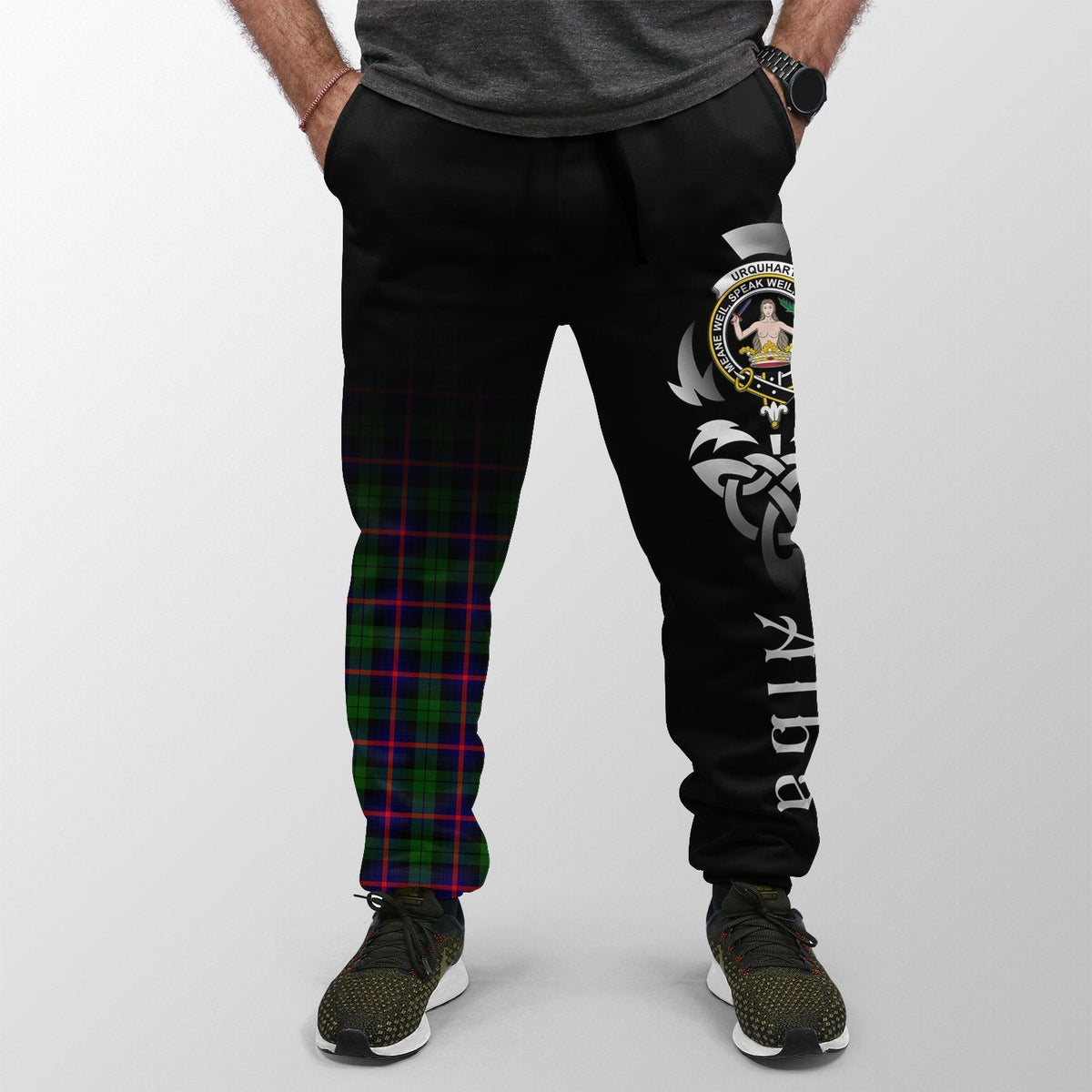 Clan Urquhart Modern Tartan Crest Jogger Sweatpants  Alba Celtic Style FN92 Clan Urquhart Tartan Today   