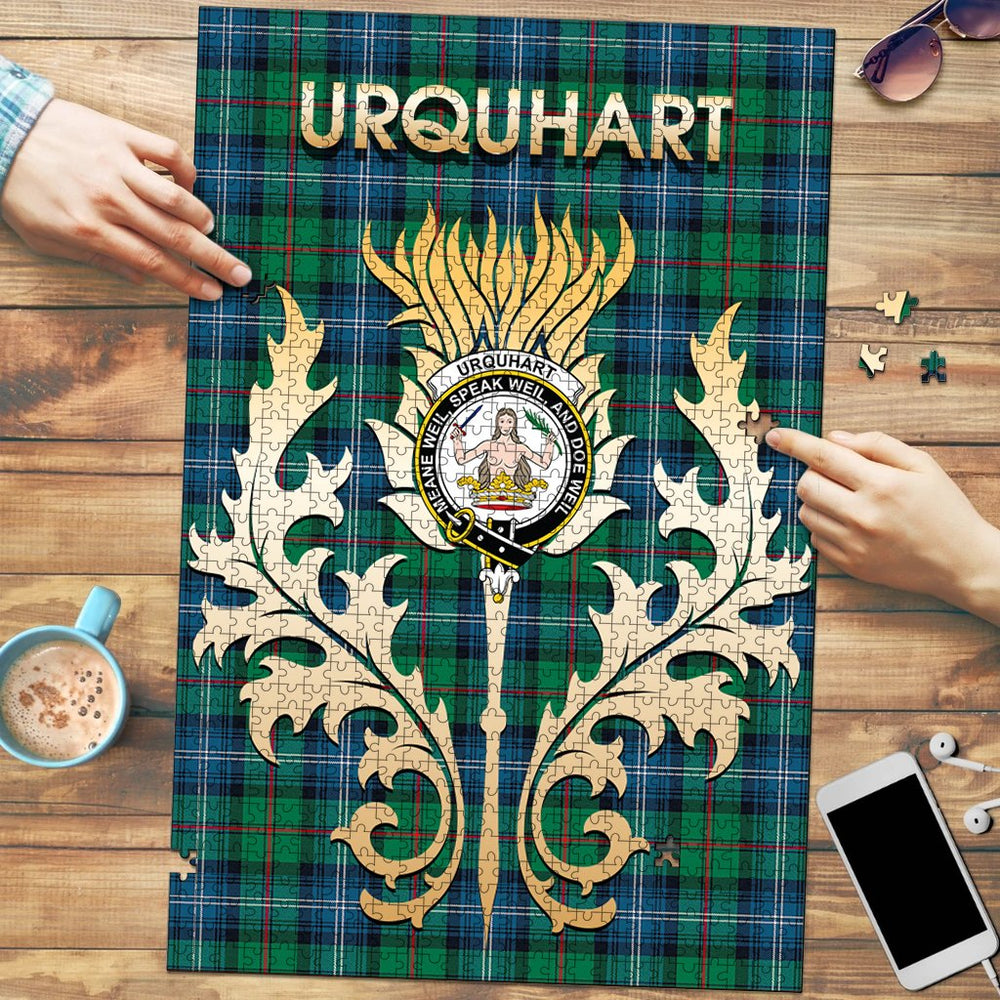 Clan Urquhart Ancient Tartan Crest Thistle Jigsaw Puzzles Gift For Family DH57 Clan Urquhart Tartan Today   