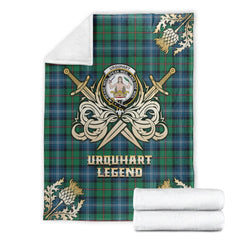 Clan Urquhart Ancient Tartan Gold Courage Symbol Blanket EX84 Clan Urquhart Tartan Today   