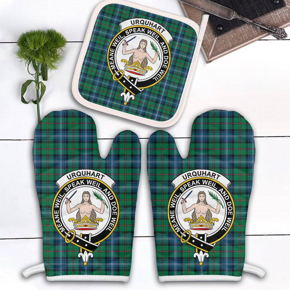 Clan Urquhart Ancient Tartan Crest Oven Mitt And Pot Holder (2 Oven Mitts + 1 Pot Holder) MO11 Clan Urquhart Tartan Today   