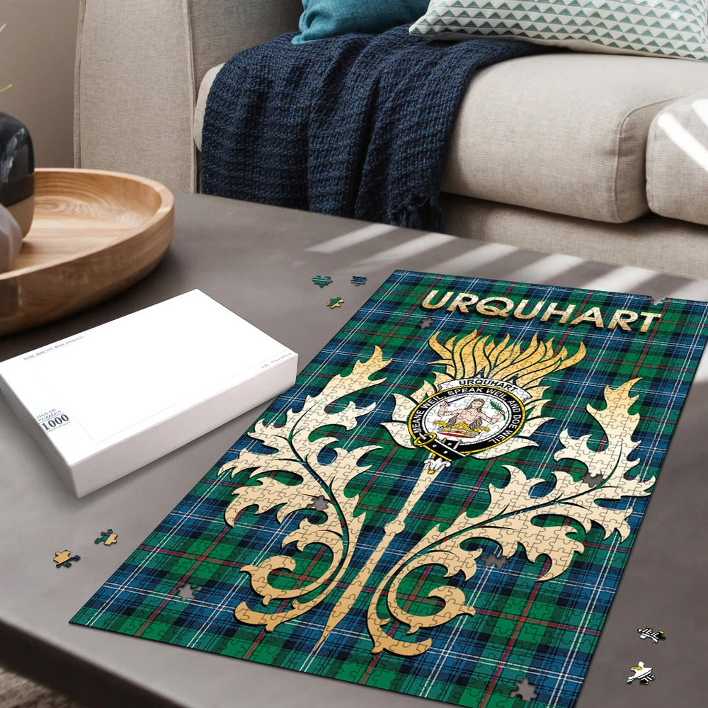Clan Urquhart Ancient Tartan Crest Thistle Jigsaw Puzzles Gift For Family DH57 Clan Urquhart Tartan Today   