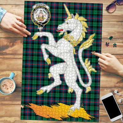 Clan Urquhart Broad Red Ancient Tartan Crest Unicorn Scotland Jigsaw Puzzles Gift For Family WF34
