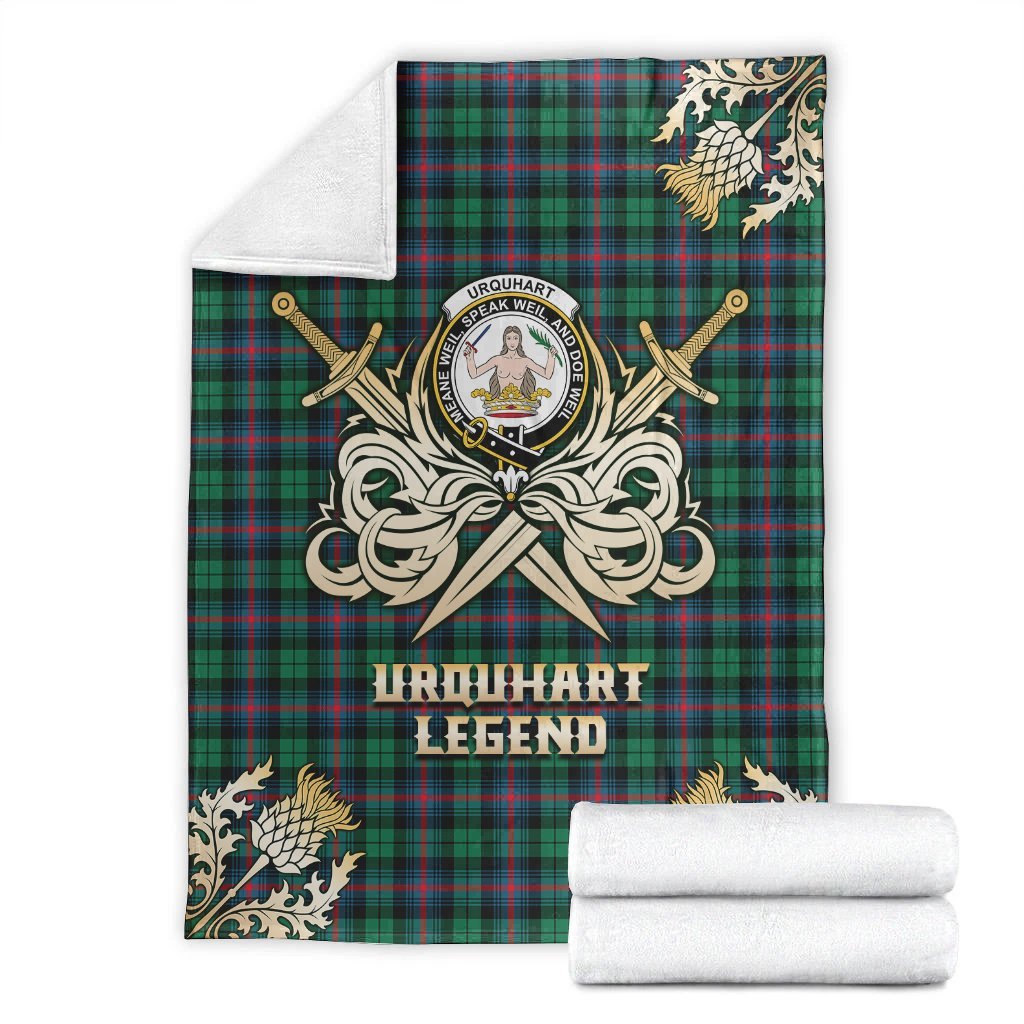 Clan Urquhart Broad Red Ancient Tartan Gold Courage Symbol Blanket EJ44 Clan Urquhart Tartan Today   