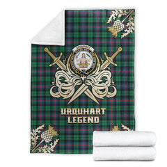 Clan Urquhart Broad Red Ancient Tartan Gold Courage Symbol Blanket EJ44 Clan Urquhart Tartan Today   